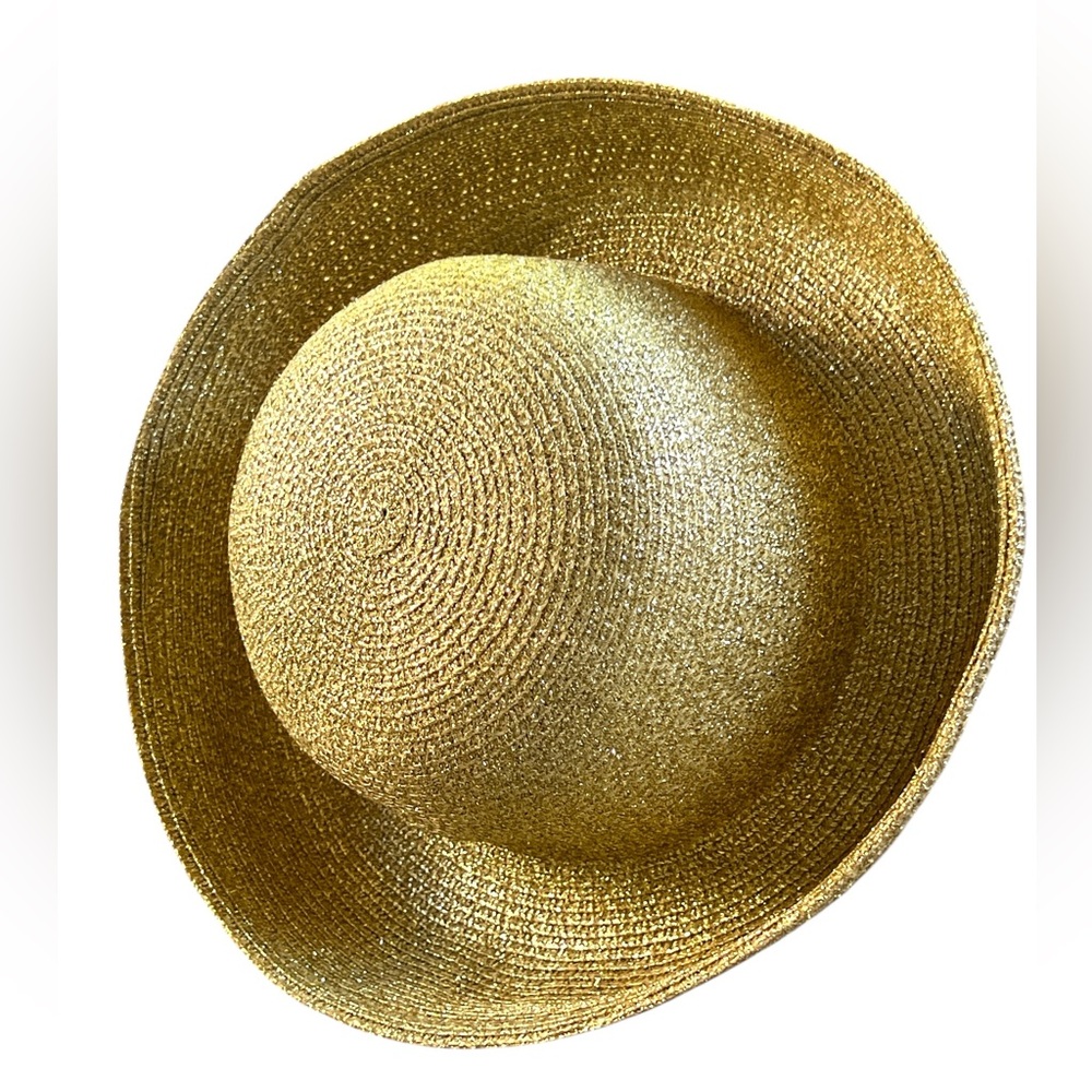 Georgi Elegant Gold Metallic Women's Hat with Raised Brim.